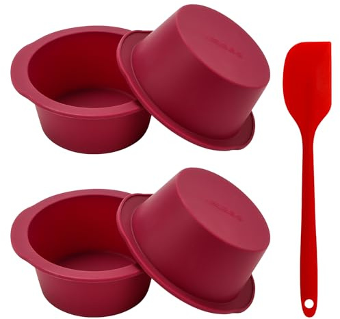 Byffoer 4 Stück Silikon Kuchenform Rund,12 X 12.5 X 5 cm Silikonformen Backen Antihaftbeschichtet Silikon Küchenform Backform für Heißluftfritteuse,Pizza,Kuchenform für Kuchen und Schokolade
