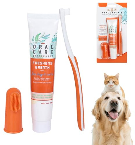 AIMXSAFO Dog and Cat Dental Care Kit,Dog Toothbrush with Toothpaste