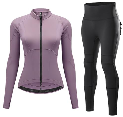 FRSGFCV Ensemble Veste et Pantalon de Moto rembourrés pour Femme : Maille Respirante, Protections Amovibles, Coupe Cargo Extensible et éléments de sécurité réfléchissants (Size:L,Color:Dark Purple)
