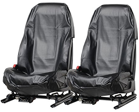 LP24 A077 2 Stück Sitzschoner Werkstattschoner Sitzbezug aus robustem Kunstleder Schwarz Schonbezug wasserdicht pflegeleicht für Sitze mit und ohne Airbag Seitenairbag