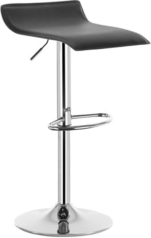 WOLTU Barhocker, Höhenverstellbarer Barstuhl, 360° drehbarer Bistrohocker mit Fußstütze, aus Kunstleder Metall, für Bar Küche Theke Café, Schwarz+Silber