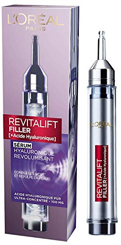 L'Oréal Paris - Revolumisierendes Hyaluron-Serum – Anti-Aging-Gesichtspflege – Revolutionärer Diffusor – Konzentrat aus Hyaluronsäure – alle Hauttypen – Revitalift Filler – 16 ml