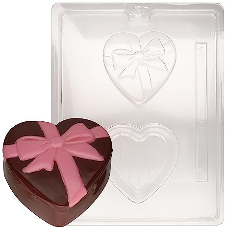 Cybrtrayd Heart Pour Box with Bow Valentine Chocolate Candy Mold