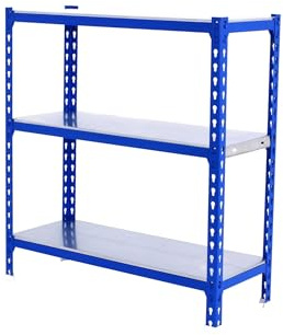 SimonRack Schwerlastregal, Lagerregal, 90x100x40 cm, Metallregal, Kellerregal, Biegestelle 180 kg, 3 Fachböden, Blau/Verzinkt - Simonclick | 3 Höhen, Metallablage, Biegepunkt 180 kg, Korrosionsschutzlackierung, Klicksystem-Montage, Blau/Verzinkt