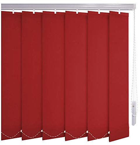 Sonnenschutz-HH® - Lamellenvorhang rot - Breite 320 cm x 335 cm Höhe - Office Verdunkelungslamellen für Bildschirmarbeitsplätze Lamellenbreite 127mm Vertikaljalousie Vertikalanlage