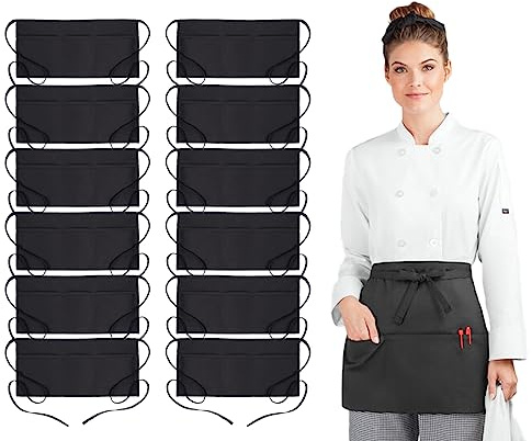 Avalon Kitchen Black server aprons with pockets Black waitress aprons with pockets half apron with pocket serving apron