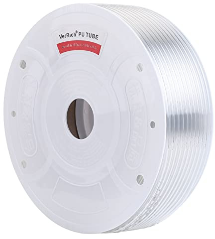 VerRich Tuyau pneumatique en polyuréthane transparent blanc diamètre extérieur 8 mm x diamètre intérieur 5 mm 100 mètres (328 pieds) pour transfert de compresseur d'air