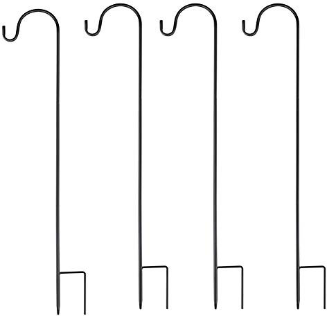 Fuuner Schäferhaken, 4 Stück Schäferstab 90CM, laternenstab Garten,Hirtenbogen Haken mit Halterung für den Außenbereich, Metall Aufhänger, Solarleuchten, Pflanzkörbe, Blumenkugel, Hochzeiten
