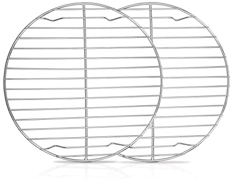 Homikit Rund Abkühlgitter 2er Set, 23cm Edelstahl Backen Kuchengitte | Mehrweg Auskühlgitter zum Kühlen Dämpfen, Grillen und Trocknen, Gesund & Rostfrei & Spülmaschinenfest