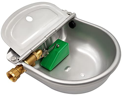 Automatischer Wassertrog für Hunde, Automatischer Wassernapf Aus Edelstahl mit 1/2 Zoll Messingventilschwimmer, Messinganschluss und Ablassstopfen, Wassertrog für Vieh, Hunde, Ziegen, Schweine