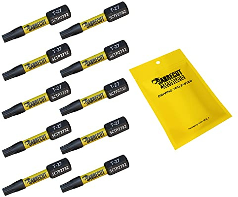 SabreCut 10pcs SCTP2732_10 32mm T27 TX27 Embouts vissage choc Robuste | Pointes forgées et acier de torsion traité thermiquement améliorent résistance aux chocs et durabilité