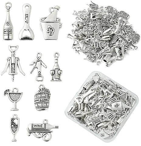 UR URLIFEHALL 100 pièces 10 styles antiques pendentifs en argent bière seau ouvre - bouteille bouchon vin pendentif bricolage fabrication de bijoux