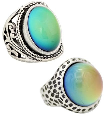 2 Stücke Vintage Ring Set Aus Ringen An Den Fingern, Stimmungsring, Der Die Farbe Ändert, Trauringe Der Stärke Für Frauen, Männer, Schmuck