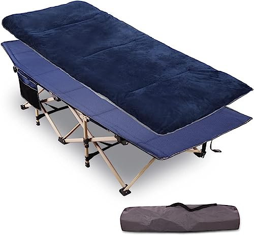 campMax Feldbett mit Matratze, 190X70cm Faltbar Klappbett Campingbett Tragfähigkeit bis 226 kg für Erwachsene Outdoor Indoor Garten Camping Reisen, Marineblau
