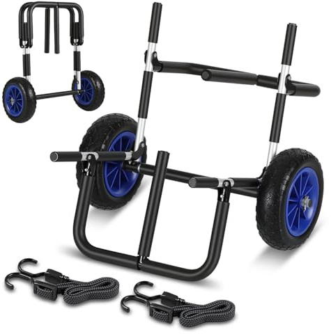Herrselsam Transportwagen für SUP-Board Einzel oder Doppel Stand Up Paddle Board Surfwagen Surfboard Klappbar Gepolstert SUP Trolley Kanuwagen inkl. 2 Sicherungsgurte