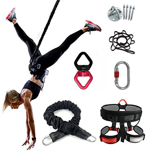 Gravity Yoga Bungee Cord Resistance Belt Set Suspension Trainer Bungee Dance Rope Bodyweight Resistance System, Ganzkörpertraining für zu Hause, auf Reisen und im Freien Muskeln aufbauen (110kg )