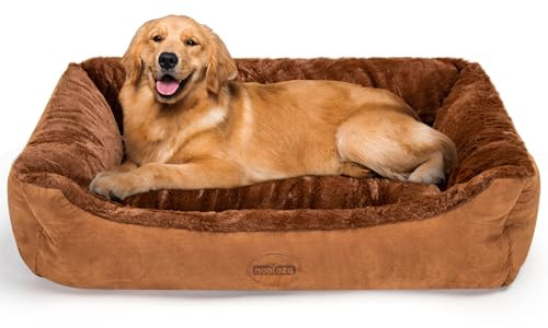 Nobleza Orthopädisches Hundebett Grosse Hunde, Hundekissen Flauschig und Weich, Hundekorb Waschbar, Hundesofa rutschfest, Hundecouch, Dunkelbraun, XL, 110x75x20CM