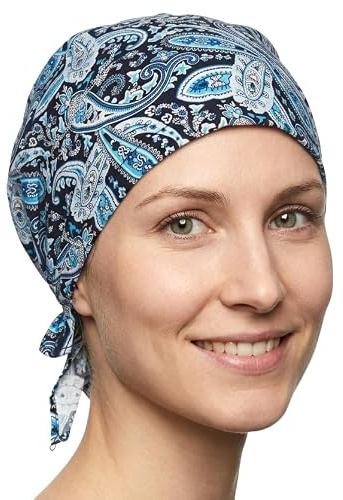 Cool4 Sommer Kopftuch Strand Bandana Meer Beanie Sonne Sonnenschutz Mütze Chemo Cap A04 (Blau mit hellblau weißen Paisleymuster)