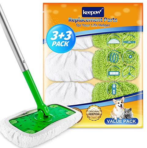 KEEPOW 6 Stück für Swiffer Bodentücher Wiederverwendbar, Trockene Wischtücher Nasswischtücher kompatibel mit Swiffer Bodenwischer, Verbessertes Material (Mop ist Nicht im Lieferumfang)