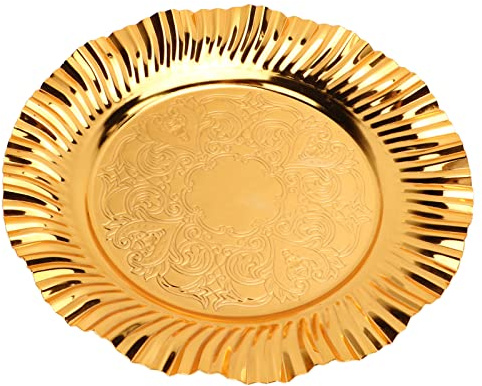 Tomotato Gold Serviertablett, 8,1 Zoll Runde Edelstahl Obsttablett Snacks Süßigkeiten Nuss Gerichte Dekorative Tablett für Zuhause, Bar, Restaurant, Hochzeit, Party