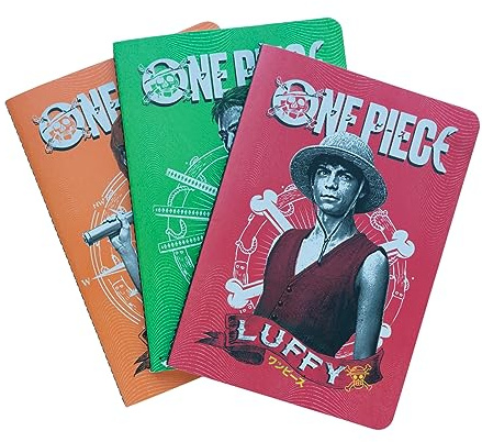 Grupo Erik Netflix One Piece 3er Pack Notizbücher A5 - Notizbuch klein A5-1 Notizbuch Liniert 1 Dotted 1 Blanko - Notizblock A5 Anime Manga One Piece Merch