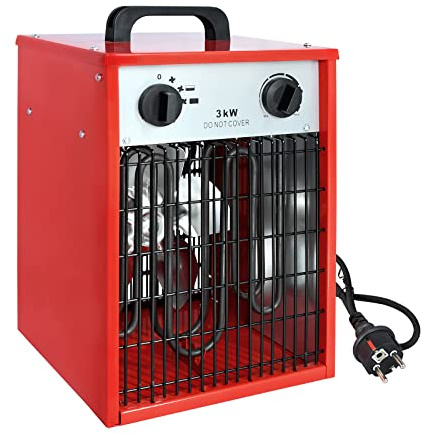 UISEBRT 3KW Elektroheizer Heizlüfter Profi-Industrie Heizgebläse Elektrisch Heizgerät mit 3 Heizstufen, integriertem Thermostat, Überlastschutz, Bauheizer, 3000Watt