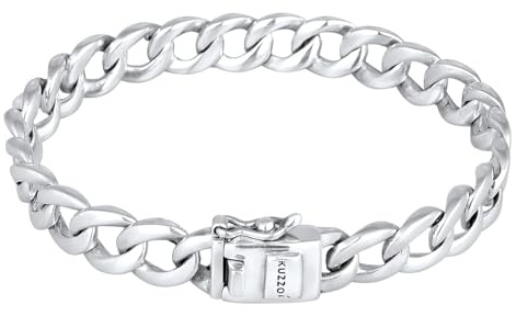 Kuzzoi Buddha Panzer Armband Damen Herren 8 mm handgefertigt aus 925 Silber | massives Gliederarmband mit Kastenschloss Länge 17 -21 cm