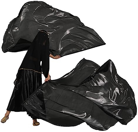 Baisdan Banderas de adoración extragrandes de 75 x 55 pulgadas con varilla flexible, banderas de alabanza de ala de ángel de semicírculo para iglesia de baile (bandera negra)