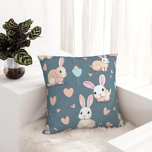 WapNo Federa per cuscino decorativa con coniglietto carino, per camera da letto, divano, decorazione per la casa, peluche corto, chiusura con cerniera 12 x 12 cm