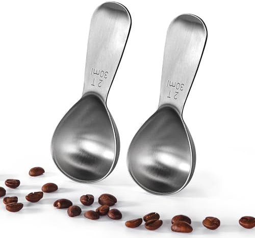 U-Taste Kaffeelöffel aus 18/8 Edelstahl, Robuste Metall-Messlöffel mit kurzem Griff für gemahlene Kaffeebohnen, Pulver, Espresso, Tee, Zucker, Mehl (30ml, 2er-Set)