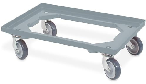 BRB Transportroller für Behälter 60x40 cm, offen, 4 Lenkrollen, 250 kg Tragkraft (grau)