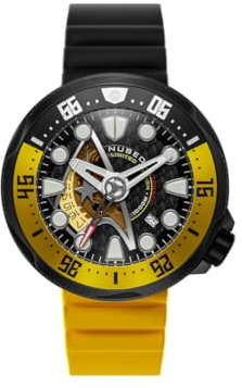 Nubeo Orologio da uomo 50 mm Ventana automatico Star Trek Starfleet edizione limitata con cinturino in silicone NB-6104, Comando Giallo