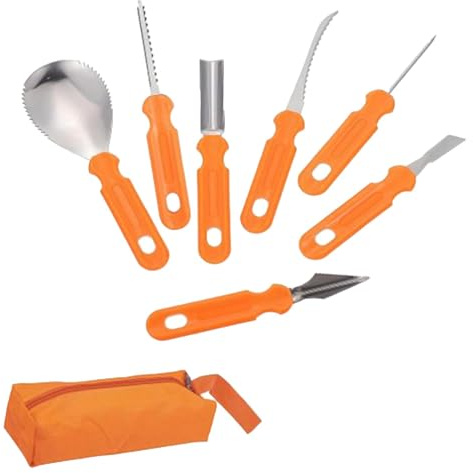Generisch Set di strumenti per intaglio frutta, | 7 pezzi sicuri per intaglio – accessori per tagliare Jack Lanterns in acciaio inox, strumenti per raschiare da intaglio
