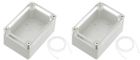 sourcing map 3.94 x 2.68 x 1.97 Junction Box Dustproof DIY Electronic Wiring Box Enclosure Project Case ABS for DIY Electronic Projects Grey, 2 Pack