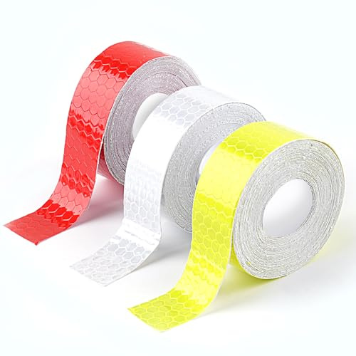 15 m Reflektierendes Klebeband, Starke Reflektion, Reflektoren Aufkleber | Reflektorband Selbstklebendfür Reflektoren Fahrrad Anhänger Kleidung, Rot Weiß Gelb