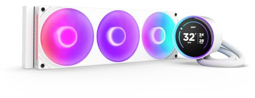 NZXT Kraken Elite 360 RGB - Refroidisseur liquide tout-en-un pour ordinateur - Radiateur 360mm - Ventilateur central F360 RVB - Écran LCD 2,72 IPS personnalisable - Pompe NZXT Turbine - Blanc