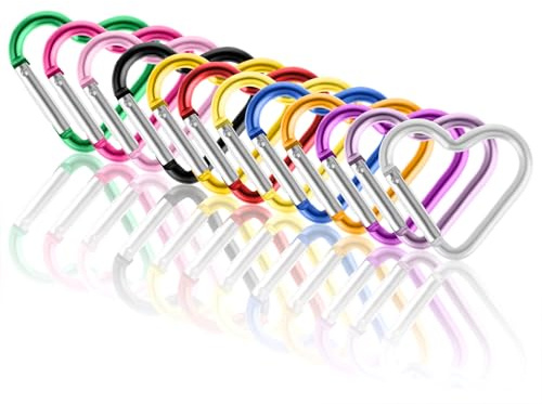 Ouligay 10pcs Cute Heart Shaped Carabiner Star Carabiner Heart Shaped Backpack Clips Key Ring Clip Heart Keychain Clip for Dog Leash Water Bottle Holder Snap Clips Keys