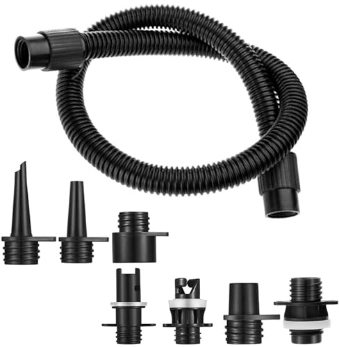 Xiciki Aufblasbares Boot Sup Pumpenadapter & Schlauch-Set, 7 Düsen, 100 cm Schlauch, Luftpumpen-Ersatz, Paddelboard-Pumpenadapter, Zubehör für Kajaks, aufblasbares Stand-Up-Paddle-Board/Boot/Zelt