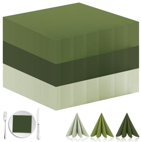 NIEEKRUN 60 Stück Servietten Grün 33x33cm Hochzeit, Salbei Servietten Grün Papierservietten Cocktailservietten für Hochzeit Abendessen (3 Farben)