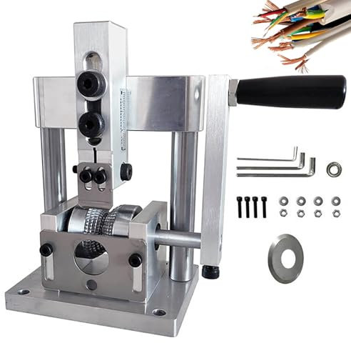 Manual Wire Stripper Machine, Wire Diameter 2-12mm, Portable Cable Stripper Machine, with Spare Blade, Hand Crank or Drill Powered, Copper Wire Stripper, Stripping Tool Drill Attachment