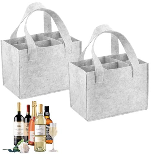 ZDNT 2 Stück Filztasche für Weinflaschen - 6 Flaschen Transport für Bier, Männer-Tasche, geeignet für Partys und Picknicks