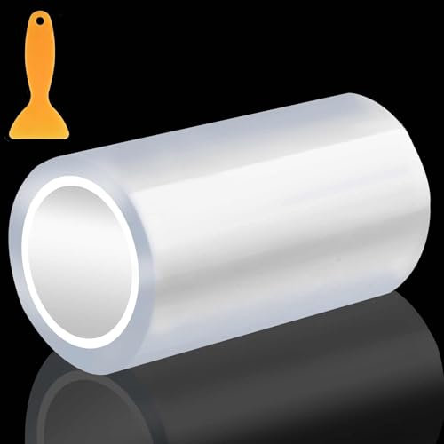 Auto Carbon Folie (10cm×300cm), 3D Einstiegsleisten Kohlefaser Aufkleber mit Abstreifer, Kratzfest Lackschutzfolie Schutzfolie für Auto Fahrrad Motorrad Einstiegsleisten Schutz (Transparent)