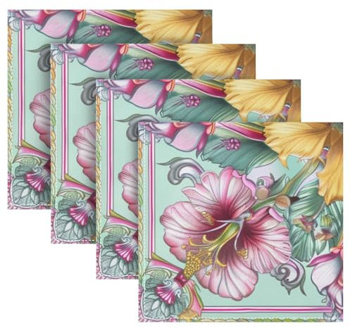 Trendige Boho-Servietten, bunt, Blumen, Blüte, Stoff, rustikal, wiederverwendbar, waschbar, knitterfrei, für den Alltag, Restaurant, Servietten, Stoffservietten, 4 Stück, 50,8 x 50,8 cm