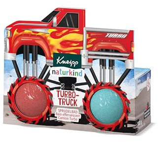 Kneipp naturkind Turbo-Truck Sprudelbad - Badebombe mit Johannisbeerduft - Actiongeladener Badespass für Kinder ab 3 Jahren - 100g