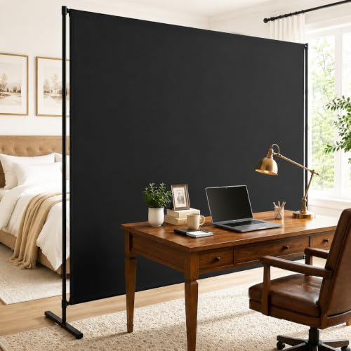 Room Divider, 72x72Inch Large Single Panel Privacy Screen with Thickened Fabric,Freestanding Partition Wall for Room Separation,Portable for Indoor Office,Bedroom,Outdoor Patio,Black