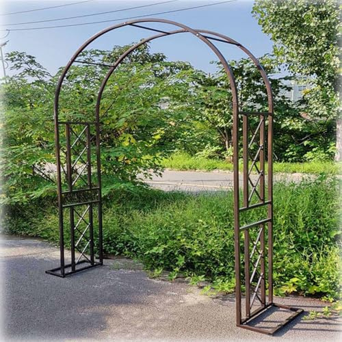 Arche de Jardin en métal, 140cm~340cm de Large Arceau à Rosier, tonnelle pour Grimper, vignes et Plantes, Mariage, décoration de fête(Brown,180x230x40cm)