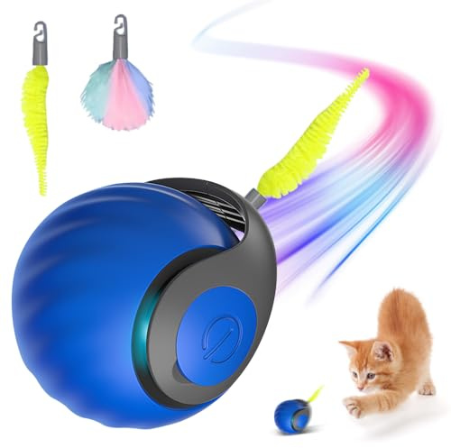COSEN 2025 Neu Chewie Rolling Ball, Interaktives Katzenspielzeug Selbstbeschäftigung, Katzenspielzeug Elektrisches Automatisches Katzen Spielzeug Rollender Ball Intelligenter für Katzen Hunde (Blau)