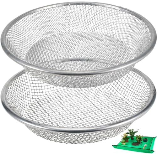 Svincolare 2 Pack Soil Sifter for Gardening - Rock Compost Sand Sifter Fits 5-Gallon Buckets 1/4 Inch & 1/8 Inch Mesh Sifting Screen Sieve for Gravel, Dirt, Sawdust with Repotting Mat