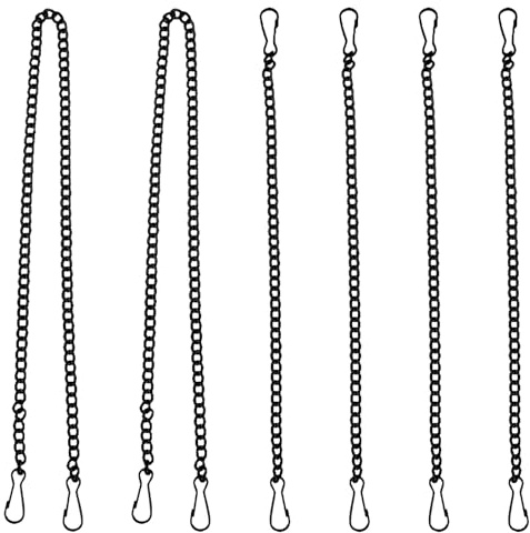 Kisangel 6Pcs Black Iron Hanging Chains - 25cm/50cm Heavy-Duty with Hooks, Rust-Resistant for Bird Feeders Planters Signs Lanterns Garden Home Advertising Posters