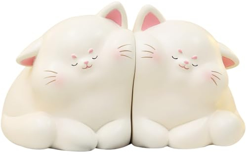 Katzen-Buchstützen, Katzen-Buchstützen, 1 Paar, Cartoon, niedlich, Kunstharz, dekorativ, einzigartig, Buchstopper für Zuhause, Schule, Bibliothek für Paare